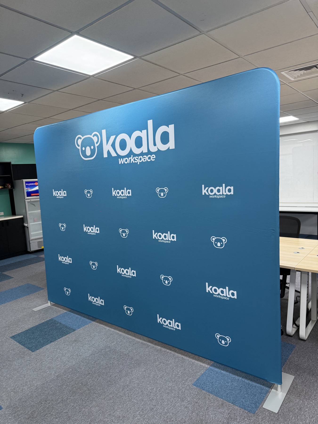 Koala Workspace backdrop installed in an office