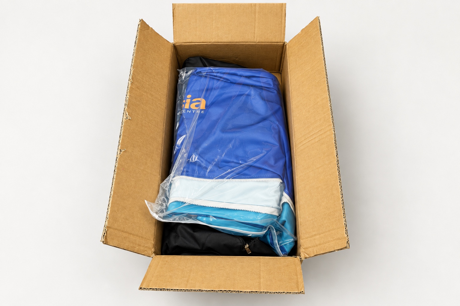 Fabric backdrop packed for delivery